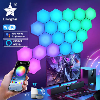 RGB Bluetooth LED Hexagon Light Indoor Wall Lights